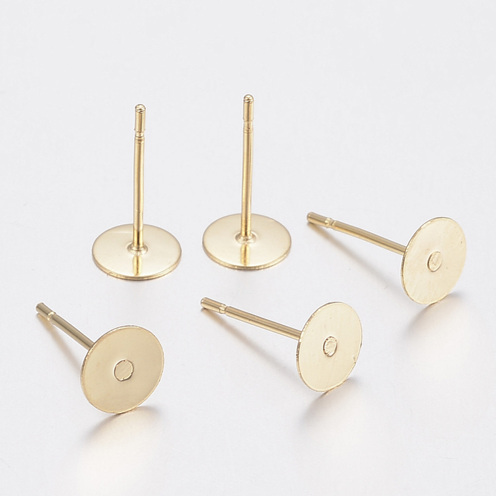 Brinco aço inox base colagem banho ouro 6 mm (5 pares) IN-112